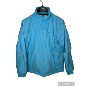 LL Bean Down Reversible Jacket Women's Size Large Vintage Fleece Light Blue Z